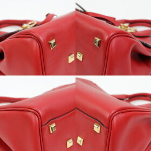 Salvatore Ferragamo Studio Bag Gancini Red Calfskin Pouch Shoulder - Picture 7 of 15